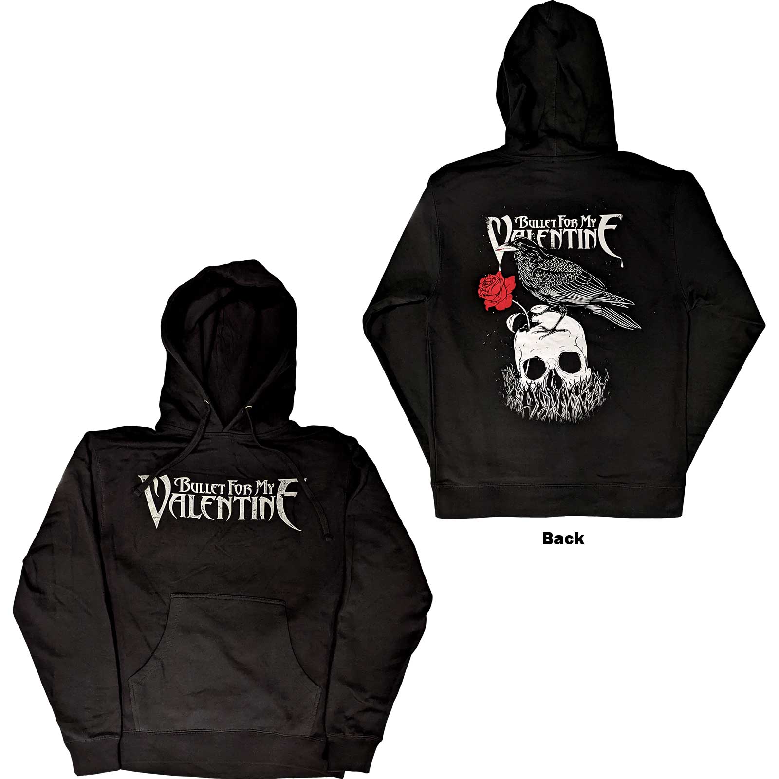 Bullet For My Valentine: Logo & Raven Pullover Hoodie (Back Print)
