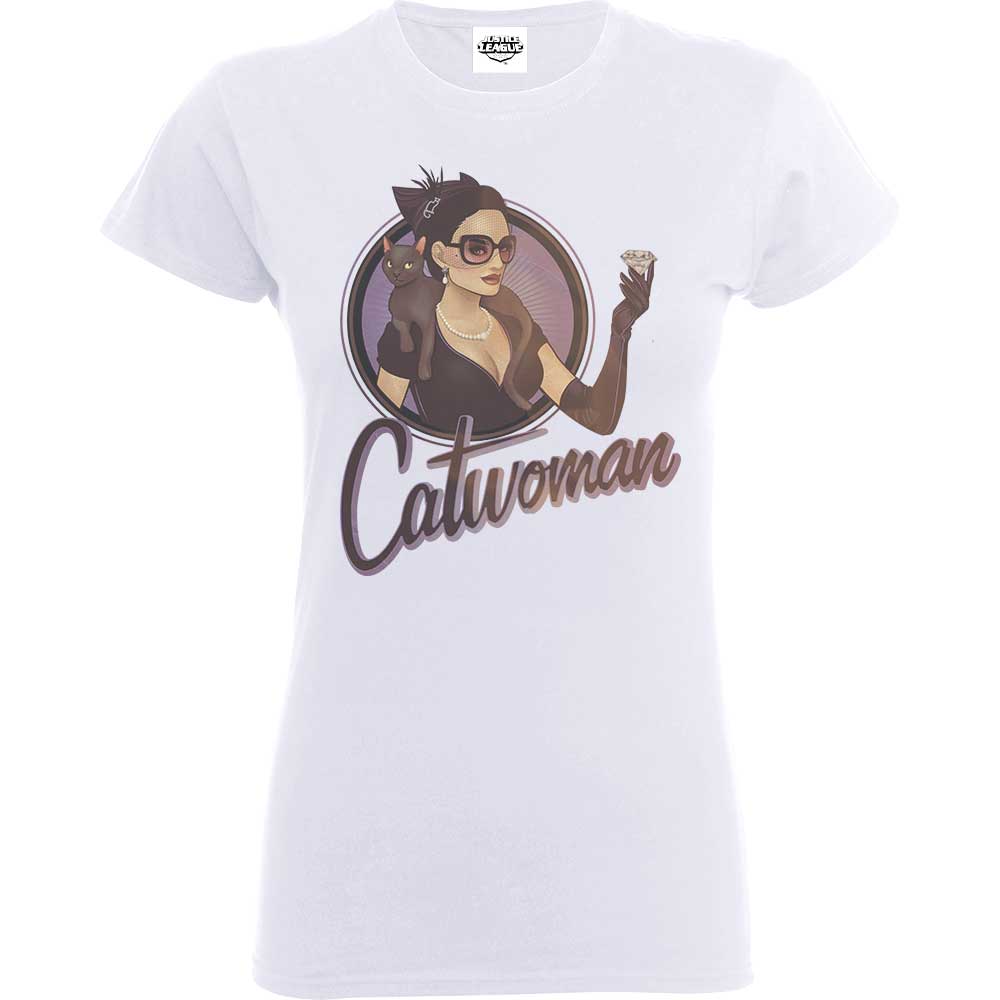 Billede af DC Comics Justice League Bombshell Catwoman Badge T-shirt til kvinder