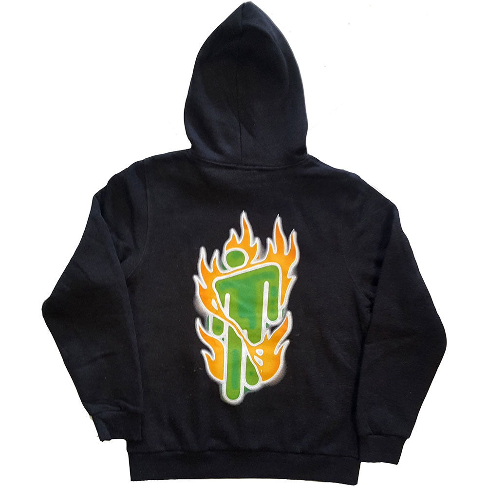 Billie Eilish Airbrush Flames Blohsh Hoodie mørkegrå ryg