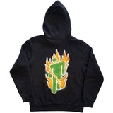 Billie Eilish Airbrush Flames Blohsh Hoodie mørkegrå ryg