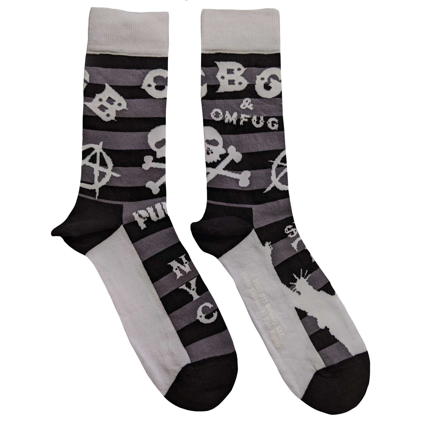 CBGB: Logos Striped Ankle Socks