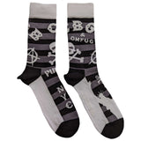 CBGB: Logos Striped Ankle Socks