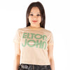 Elton John: Retro Text Ringer Crop Top (Kvinder) (Sleeve Print)