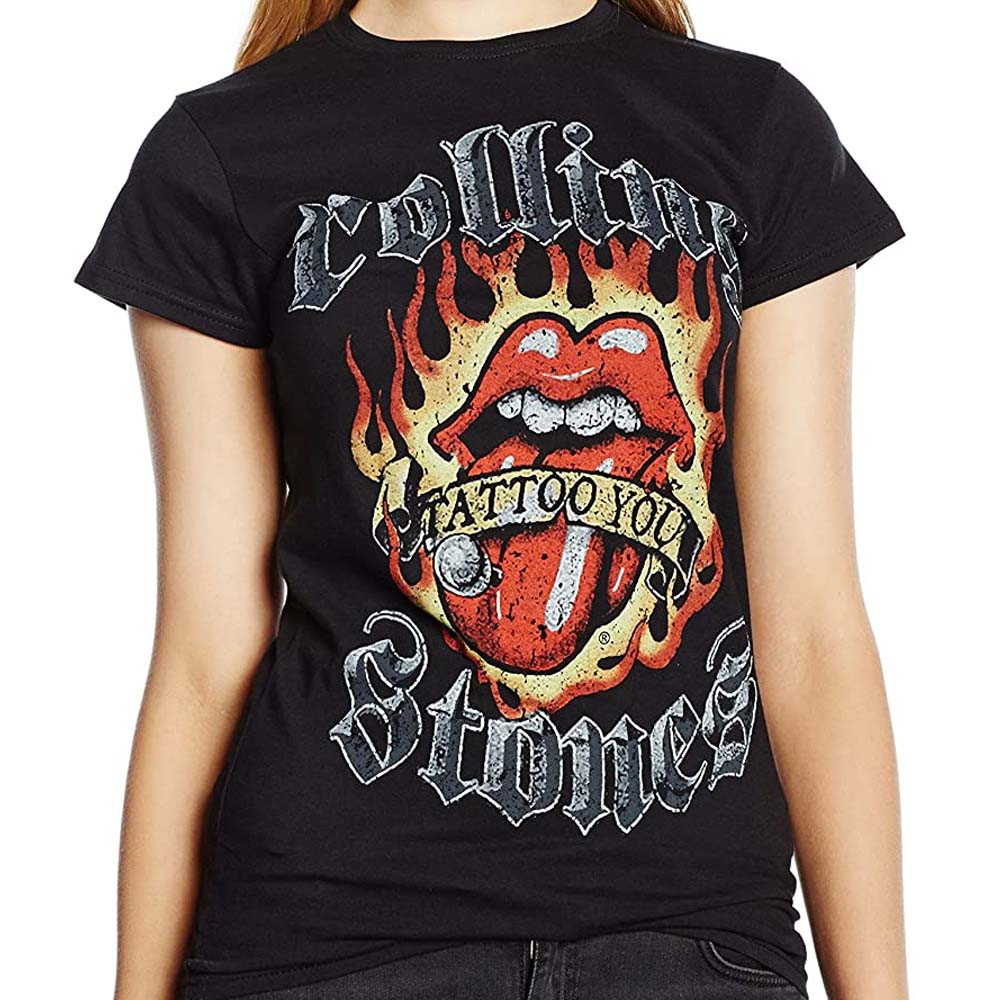 Billede af The Rolling Stones Flaming Tattoo Tongue T-shirt til kvinder