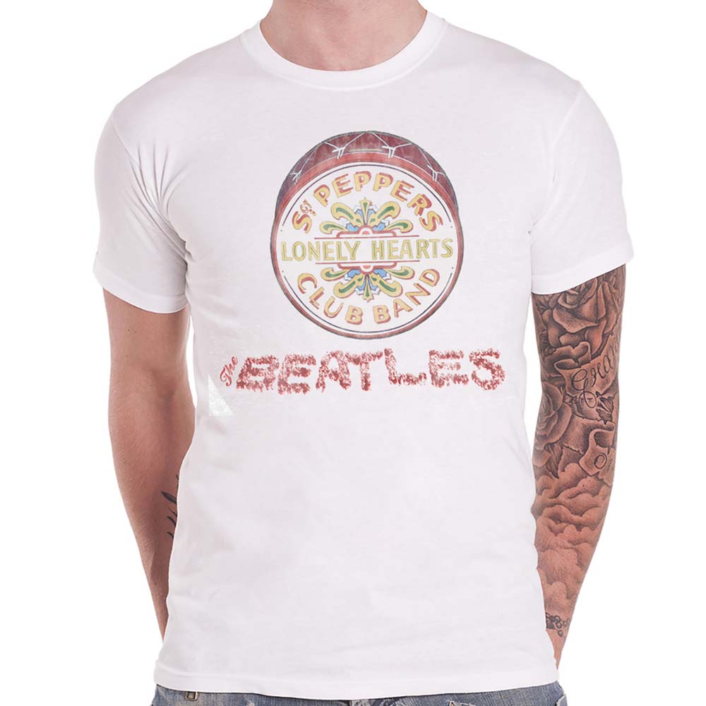 Billede af The Beatles Flowers Logo & Drum T-shirt
