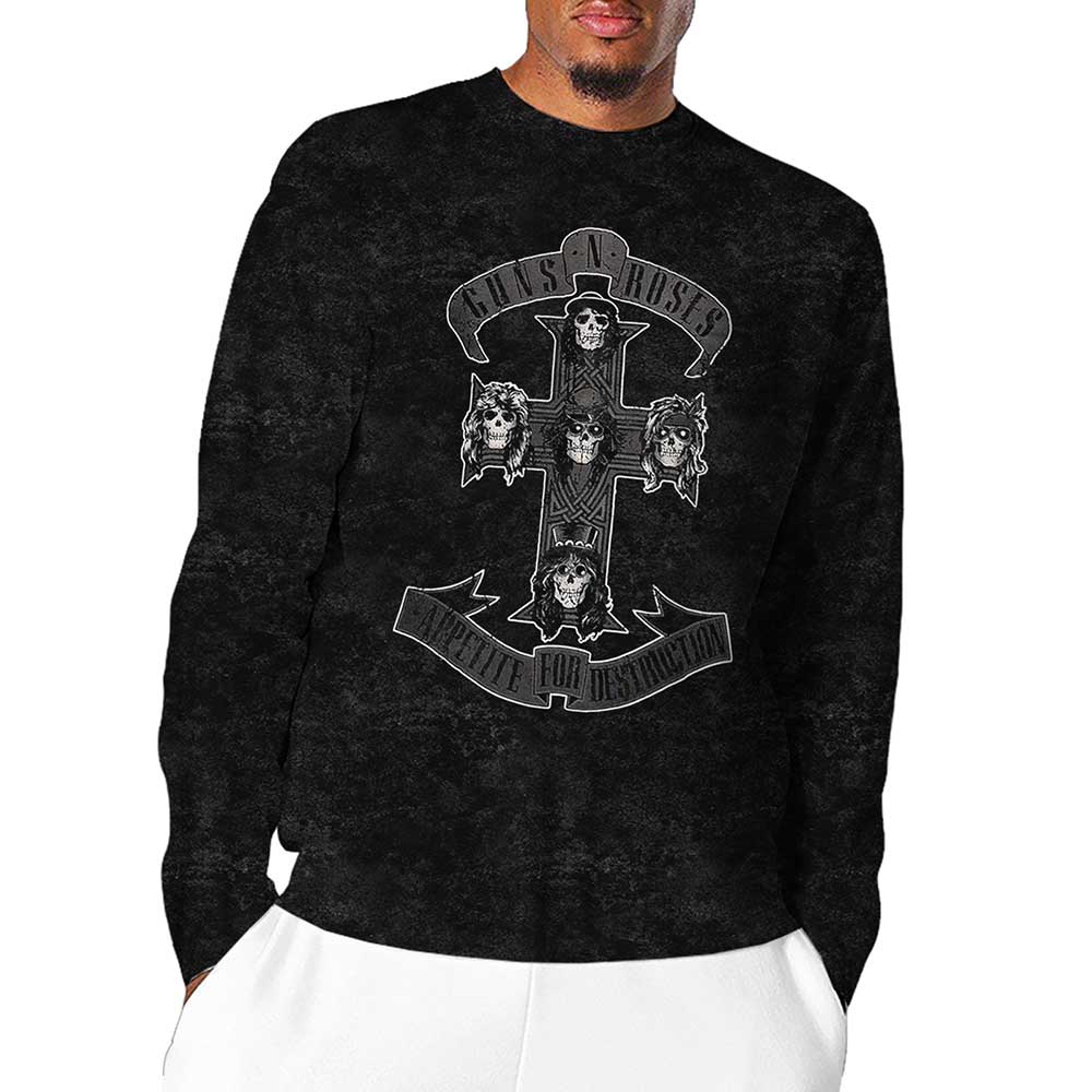 Guns N' Roses: Monochrome Cross Long Sleeved T-Shirt