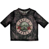 Guns N' Roses: Pink Tint Bullet Logo Crop Top (Kvinder) (Mesh)