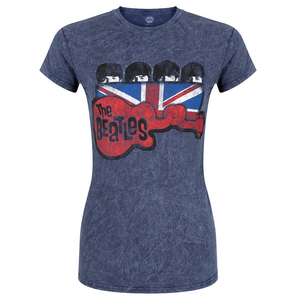 Billede af The Beatles Guitar & Flag T-shirt til kvinder