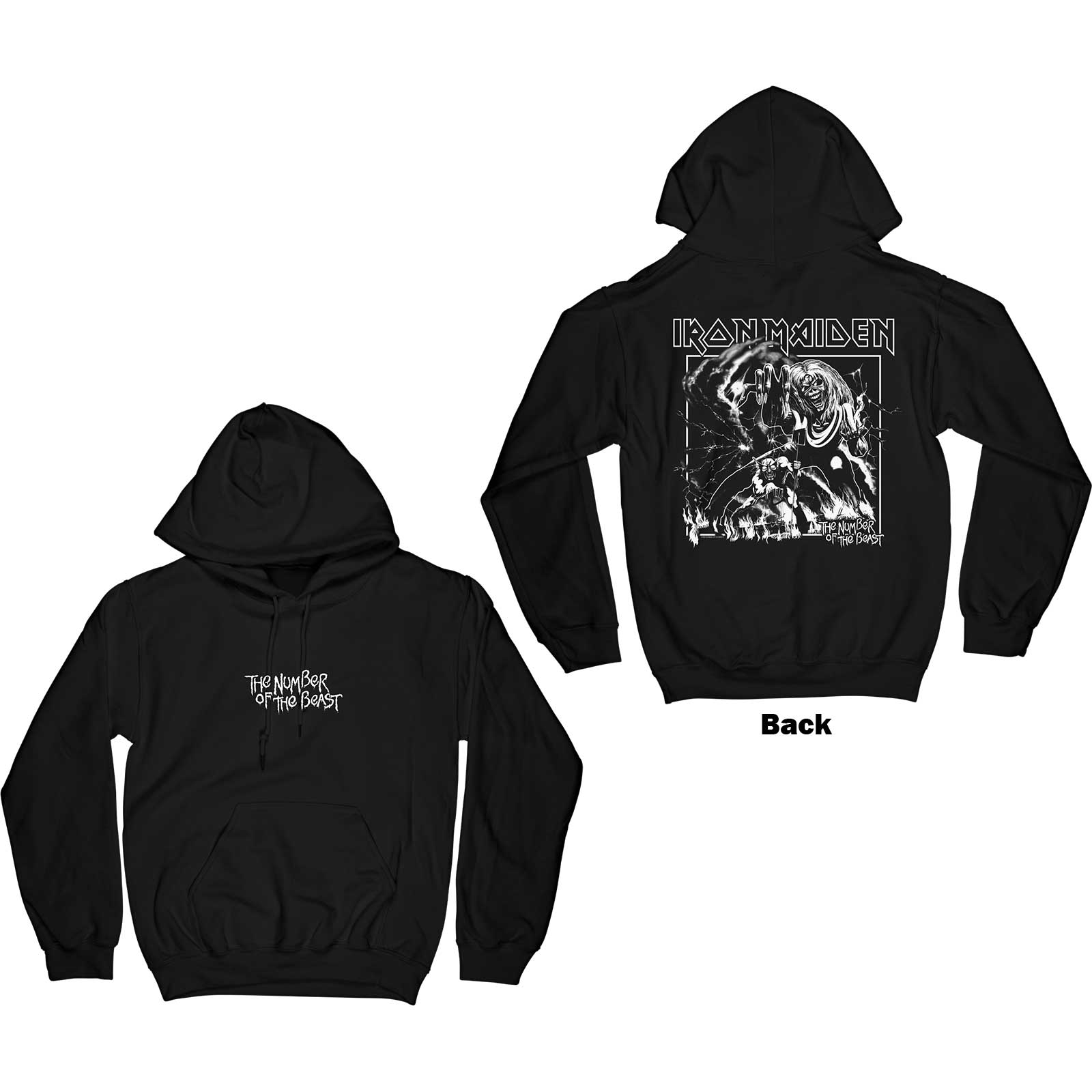 Iron Maiden: Number Of The Beast One Colour Pullover Hoodie (Back Print)