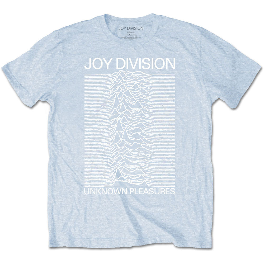 Joy Division, Unknown Pleasures White On Blue T-shirt