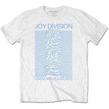 Joy Division, Unknown Pleasures Blue on White T-shirt