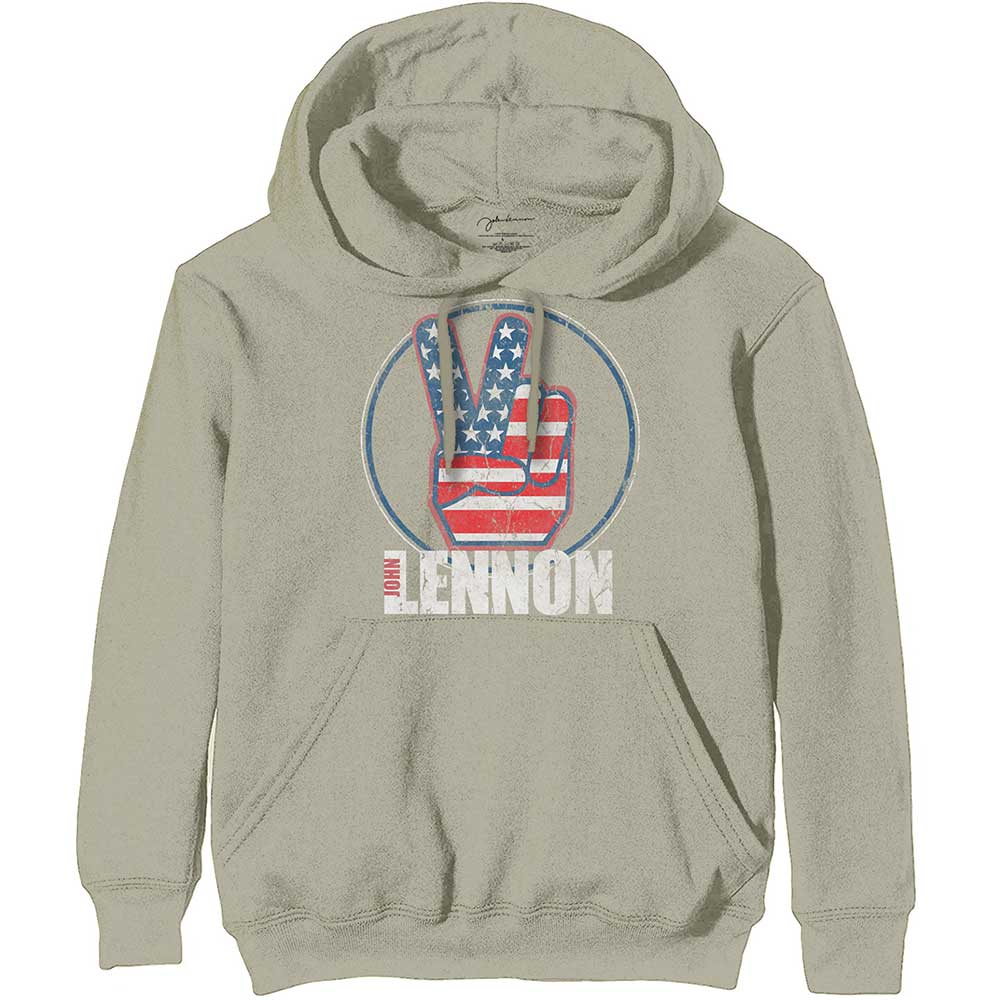 John Lennon: Peace Fingers US Flag Pullover Hoodie