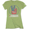 Billede af John Lennon Peace Fingers US Flag T-shirt til kvinder