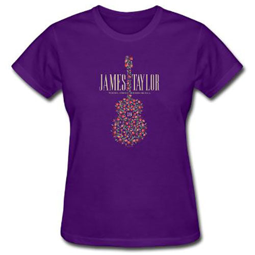 Billede af James Taylor 2018 Tour Flower Guitar T-shirt til kvinder