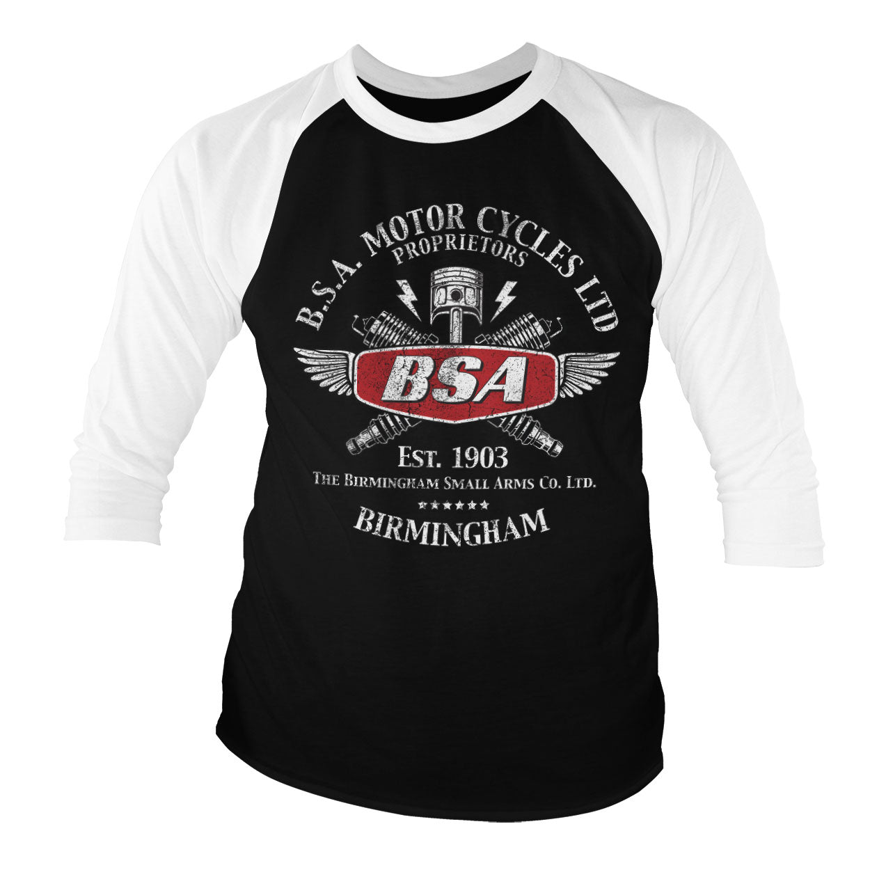 Billede af BSA, B.S.A.: Motor Cycles Sparks Raglan 3/4 Sleeve T-Shirt