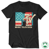 Billede af MTV, MTV: Distressed USA-Flag Organic T-Shirt