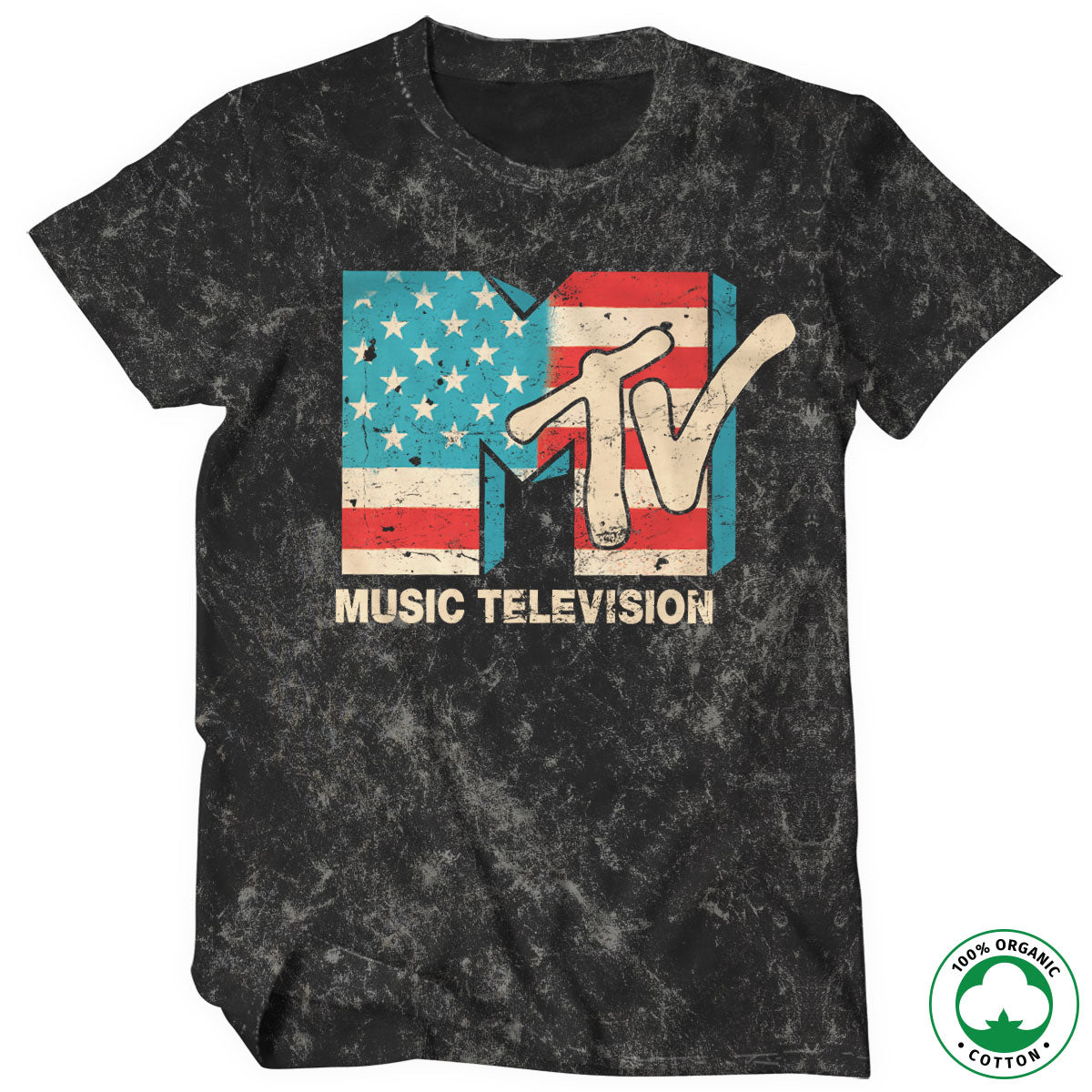 Billede af MTV, MTV: Distressed USA-Flag Organic T-Shirt