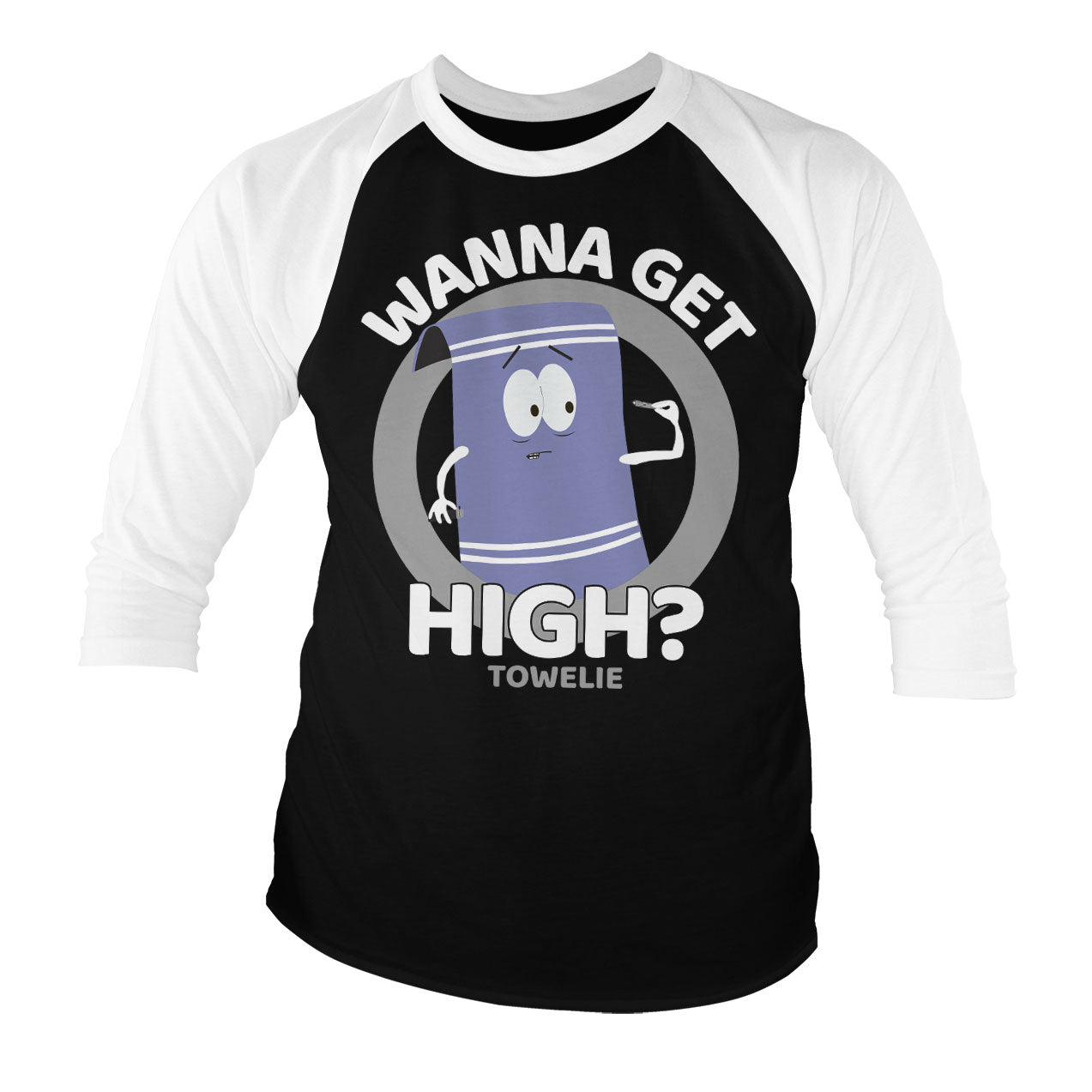 Billede af South Park: Towelie - Wanna Get High 3/4-ærmet Raglan T-Shirt
