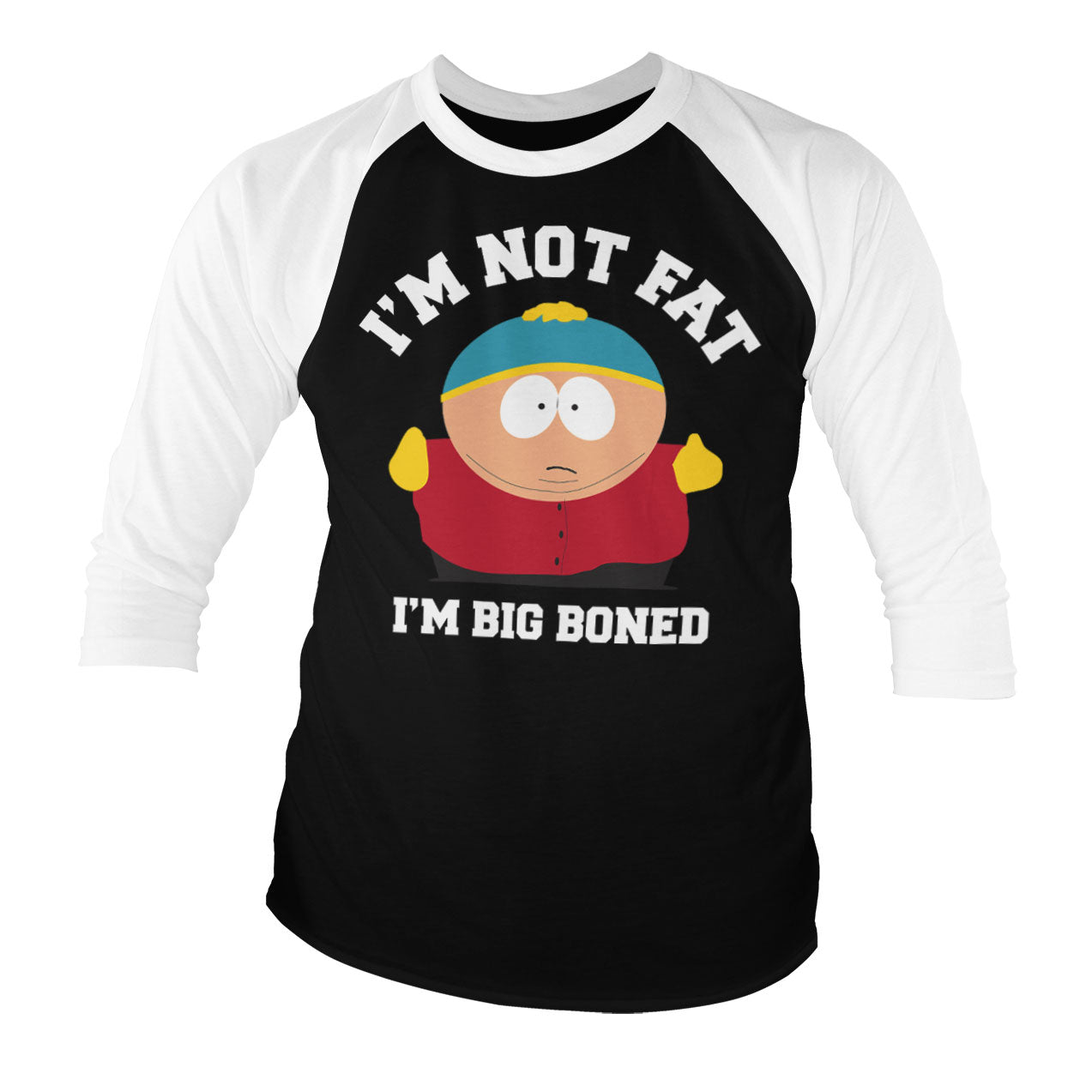 Billede af South Park: I'm Not Fat - I'm Big Boned 3/4-ærmet Raglan T-Shirt
