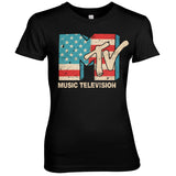 Billede af MTV, MTV: Distressed USA-Flag T-Shirt (Kvinder)