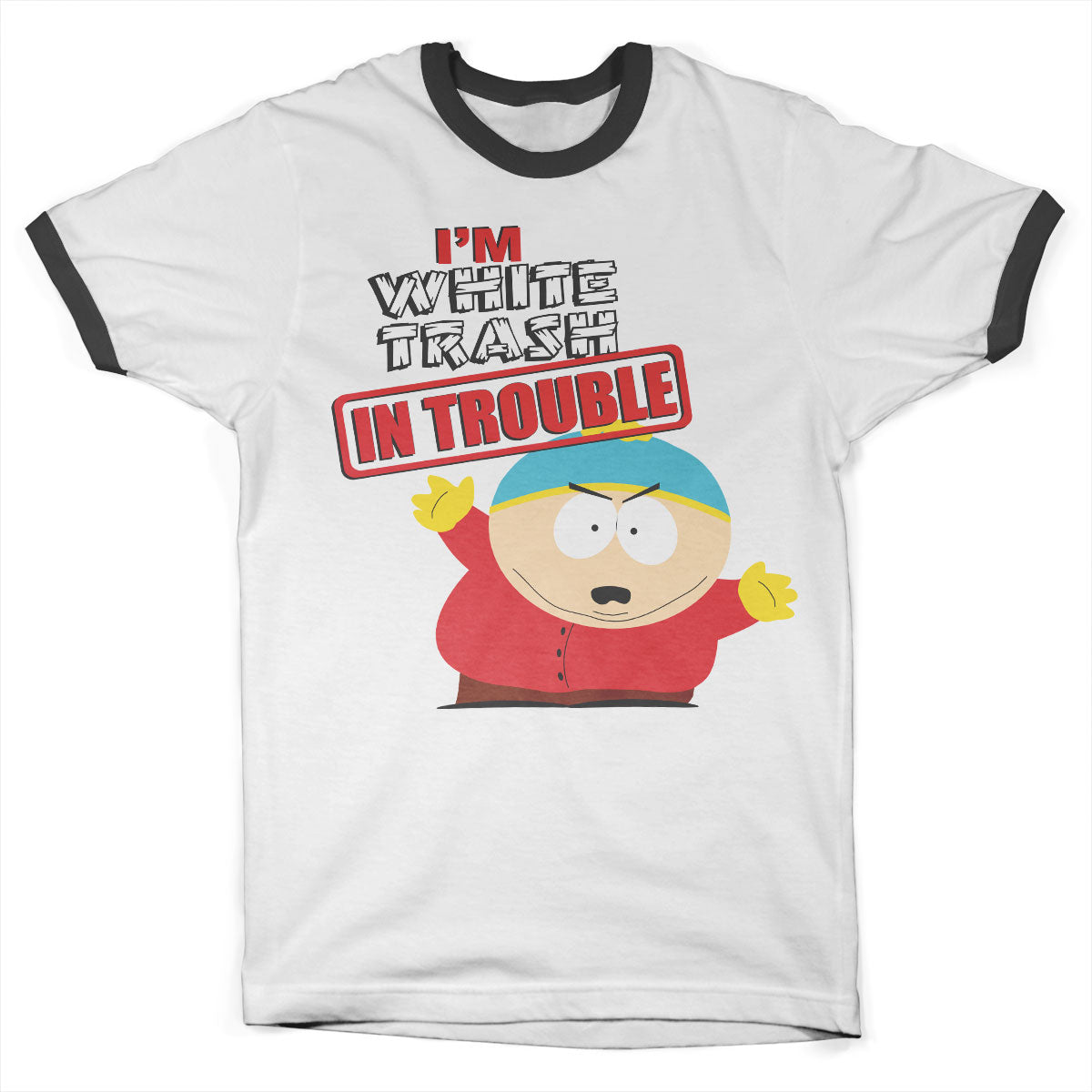 Billede af South Park: I'm White Trash In Trouble Ringer T-Shirt