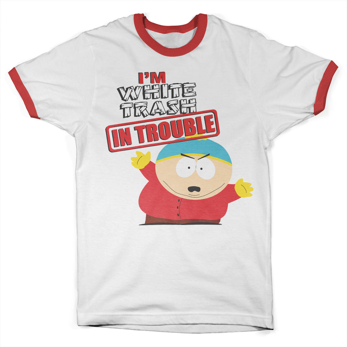 Billede af South Park: I'm White Trash In Trouble Ringer T-Shirt