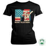 Billede af MTV, MTV: Distressed USA-Flag Organic T-shirt (Kvinder)