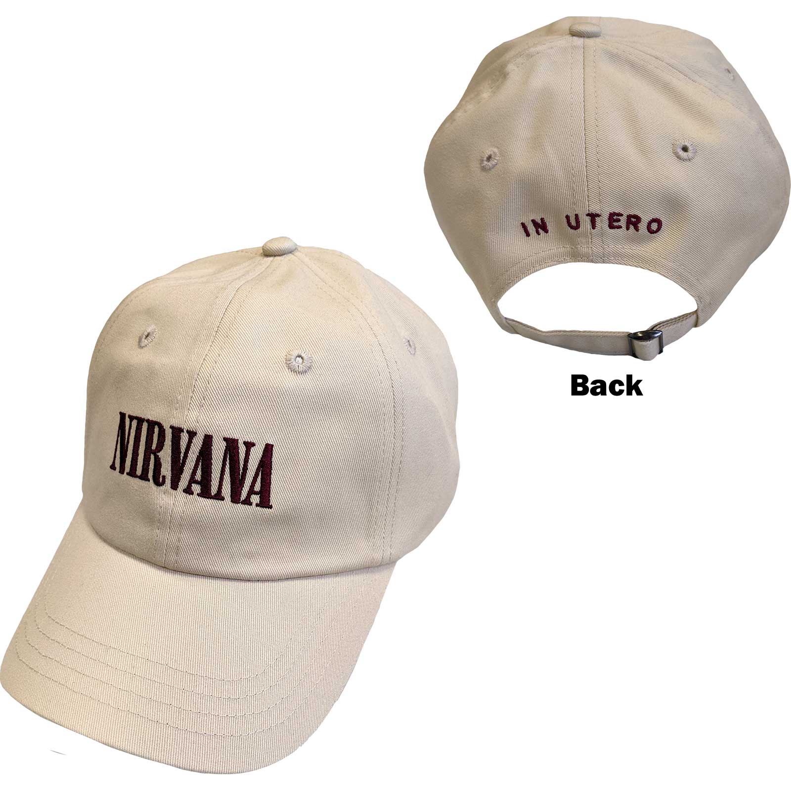 Nirvana: Text Logo in Utero Baseball Cap (Embroidered)