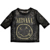 Nirvana: Yellow Smiley Crop Top (Kvinder) (Mesh)