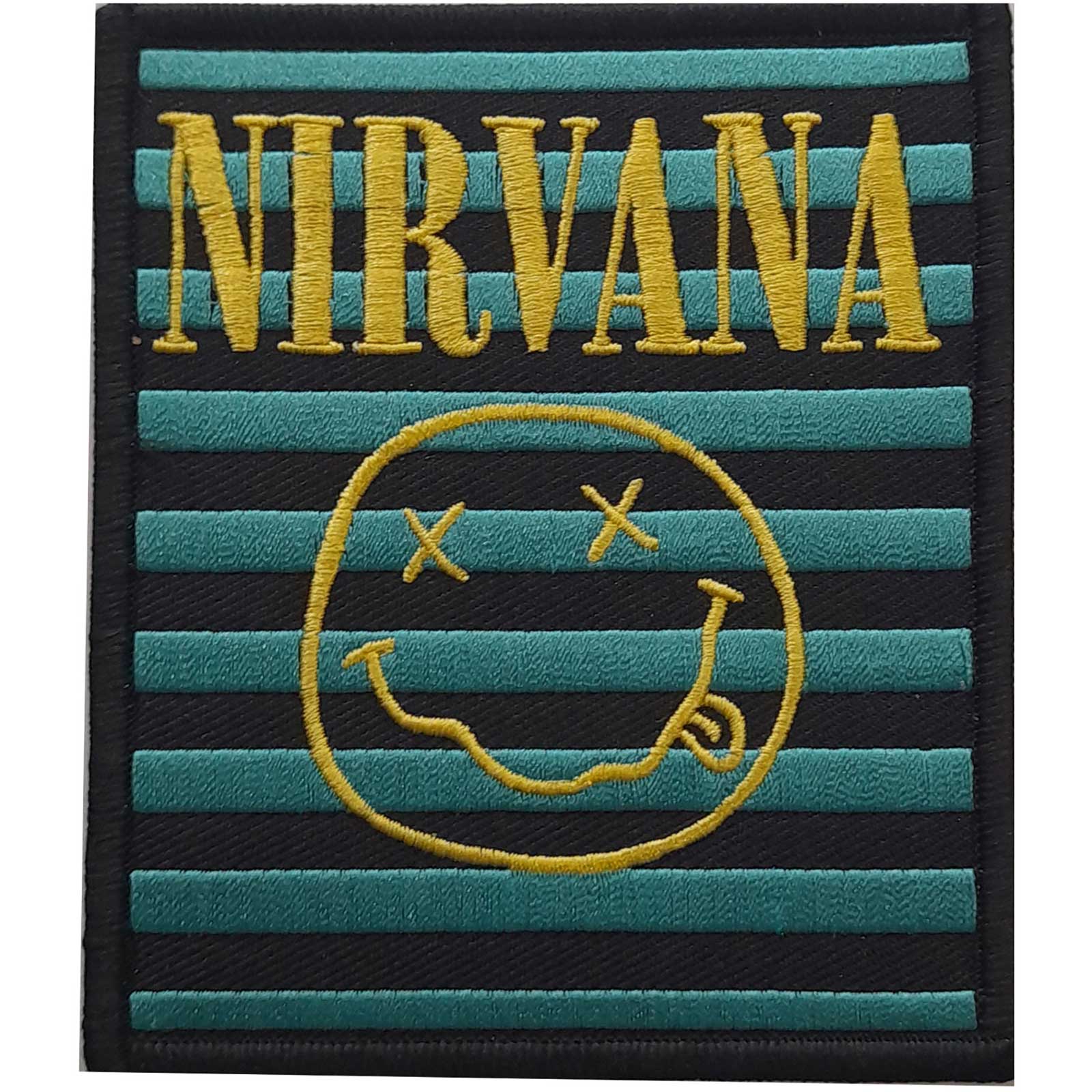 Nirvana: Logo & Smiley Stripes Standard Patch (Iron On)