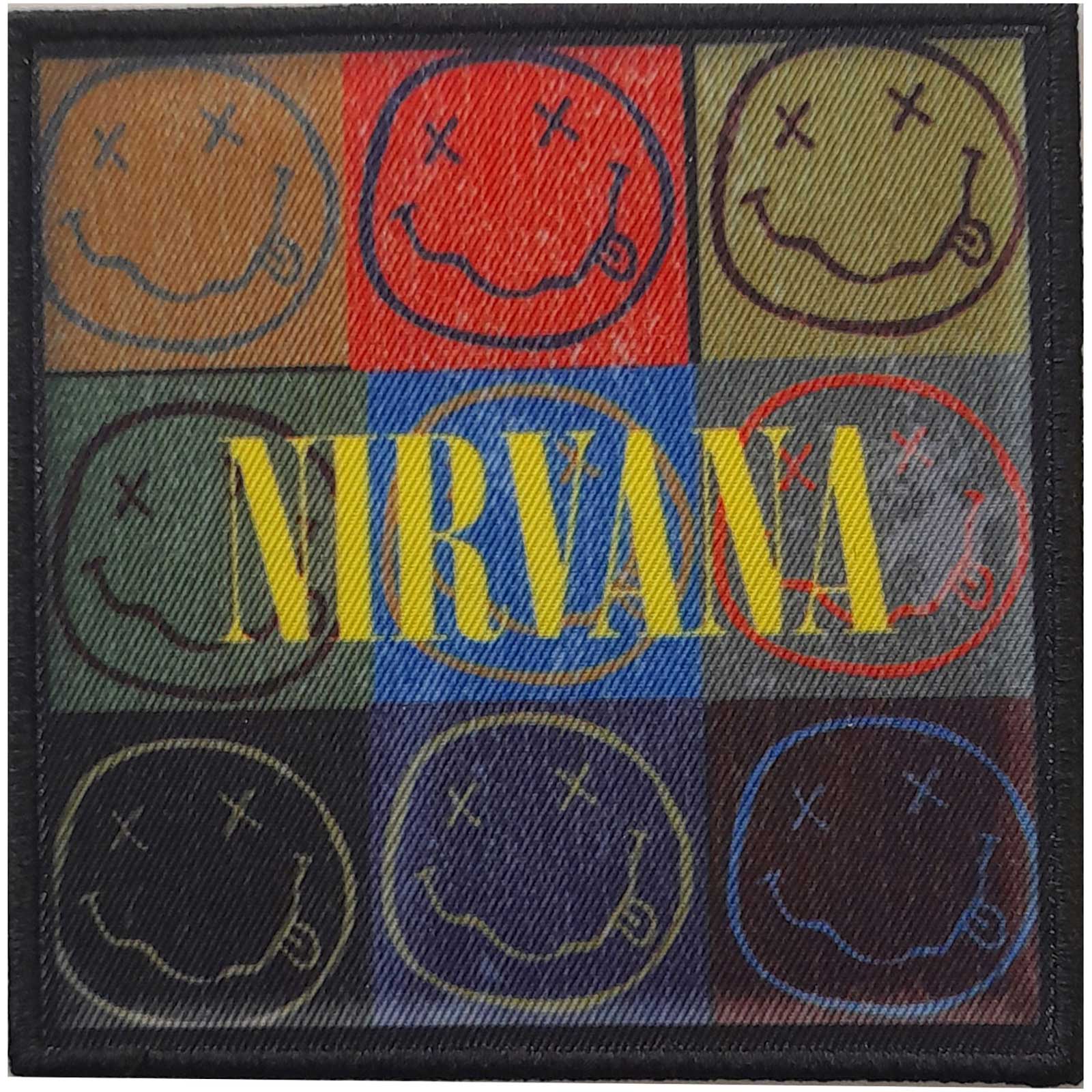 Nirvana: Distressed Smiley Blocks Standard Patch (Iron On)