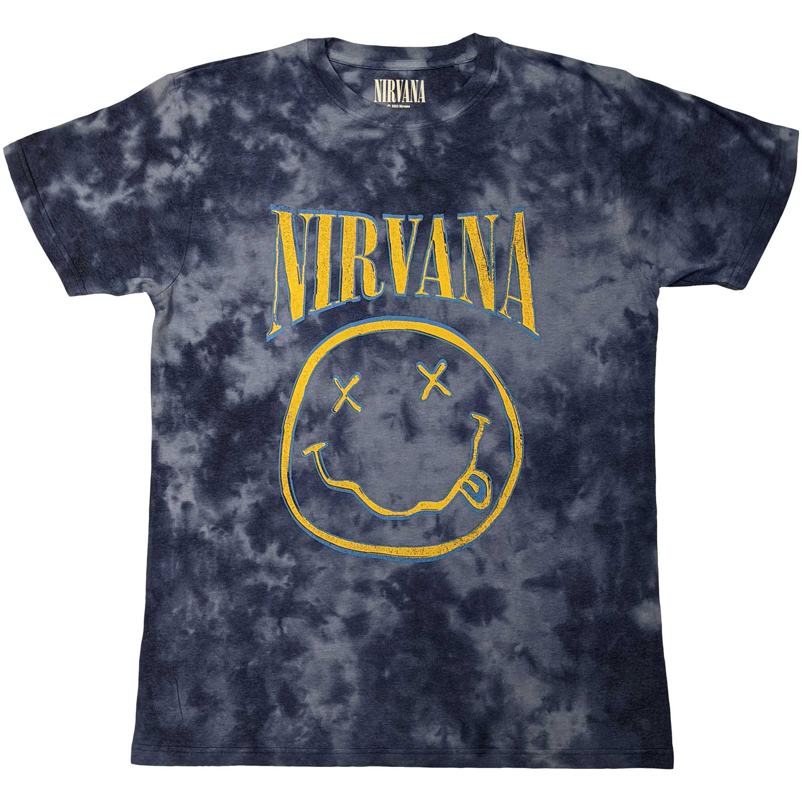 Nirvana: Smiley Blue Stroke T-Shirt (Dye Wash)