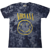 Nirvana: Smiley Blue Stroke T-Shirt (Dye Wash)