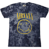 Nirvana: Smiley Blue Stroke T-Shirt (Dye Wash)