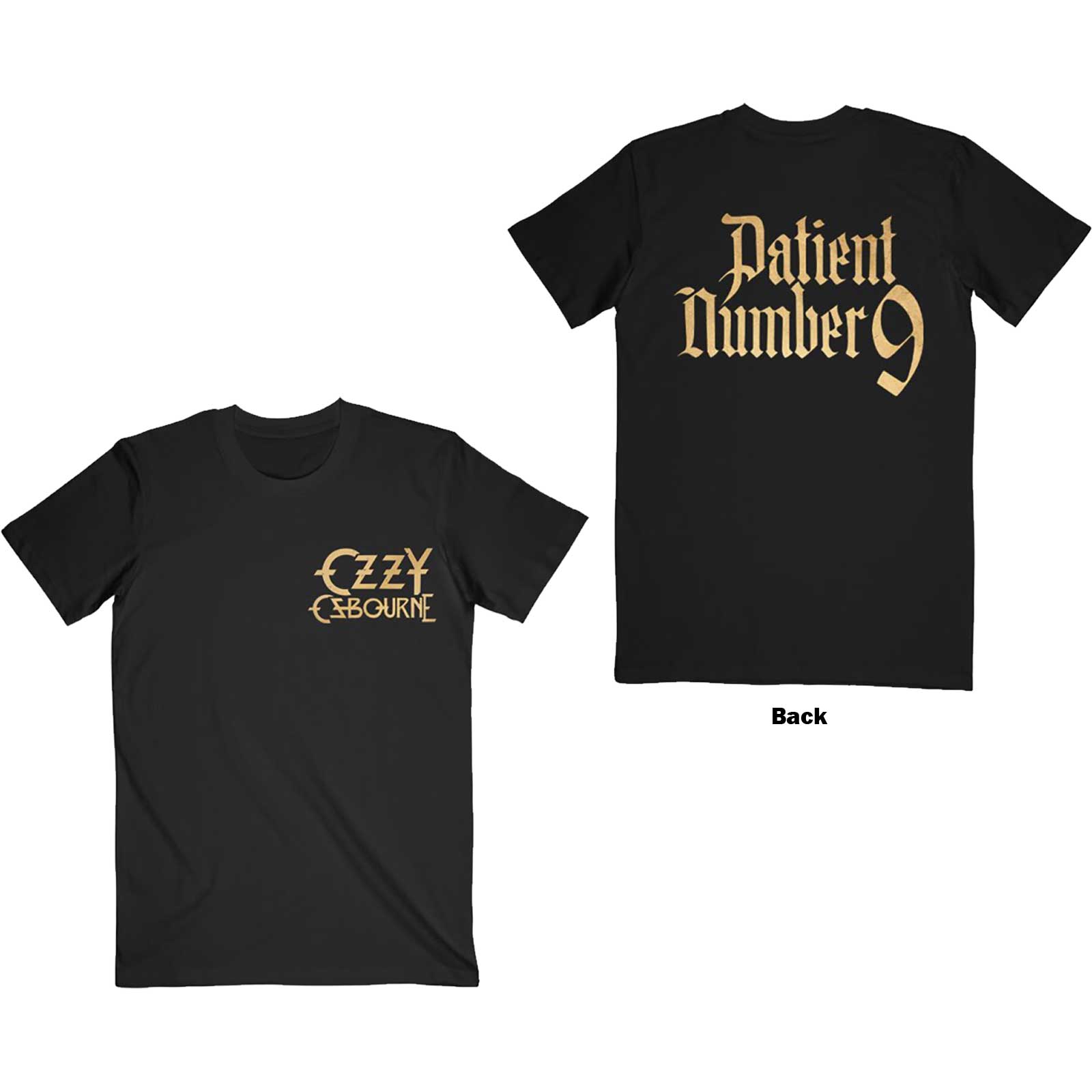 Ozzy Osbourne: Patient No. 9 Gold Logo T-Shirt (Back Print)