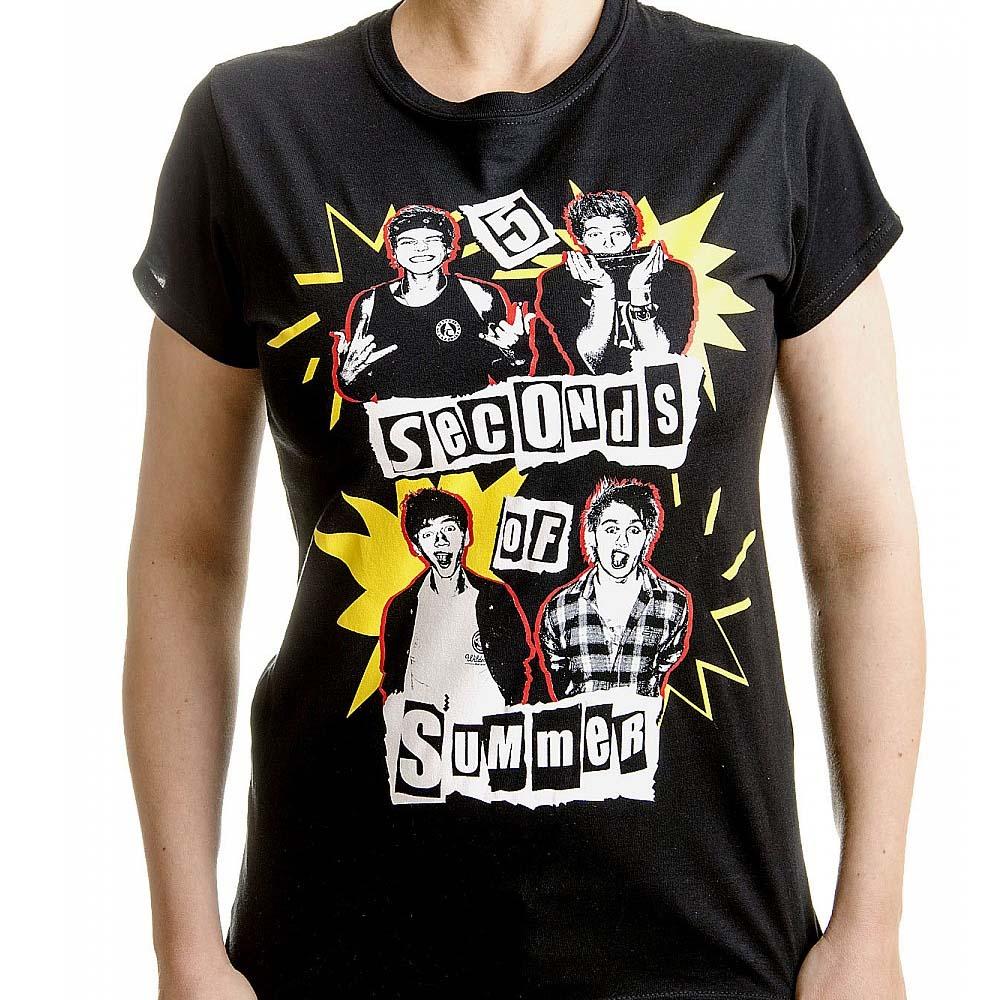 Billede af 5 Seconds of Summer Punk Pop Photo T-shirt til kvinder