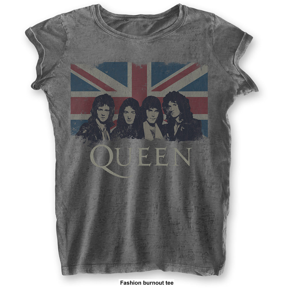 Billede af Queen Vintage Union Jack T-shirt til kvinder