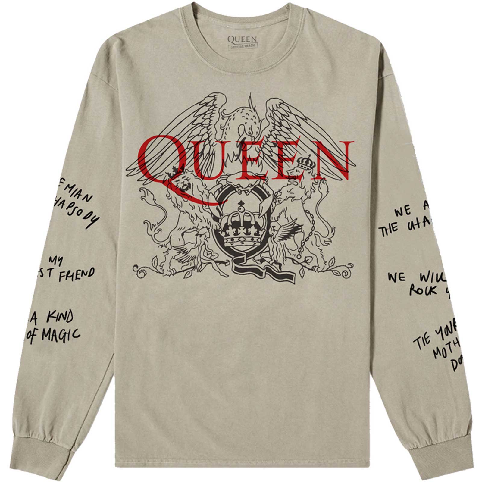 Queen: Handwritten Long Sleeve T-Shirt (Sleeve Print)