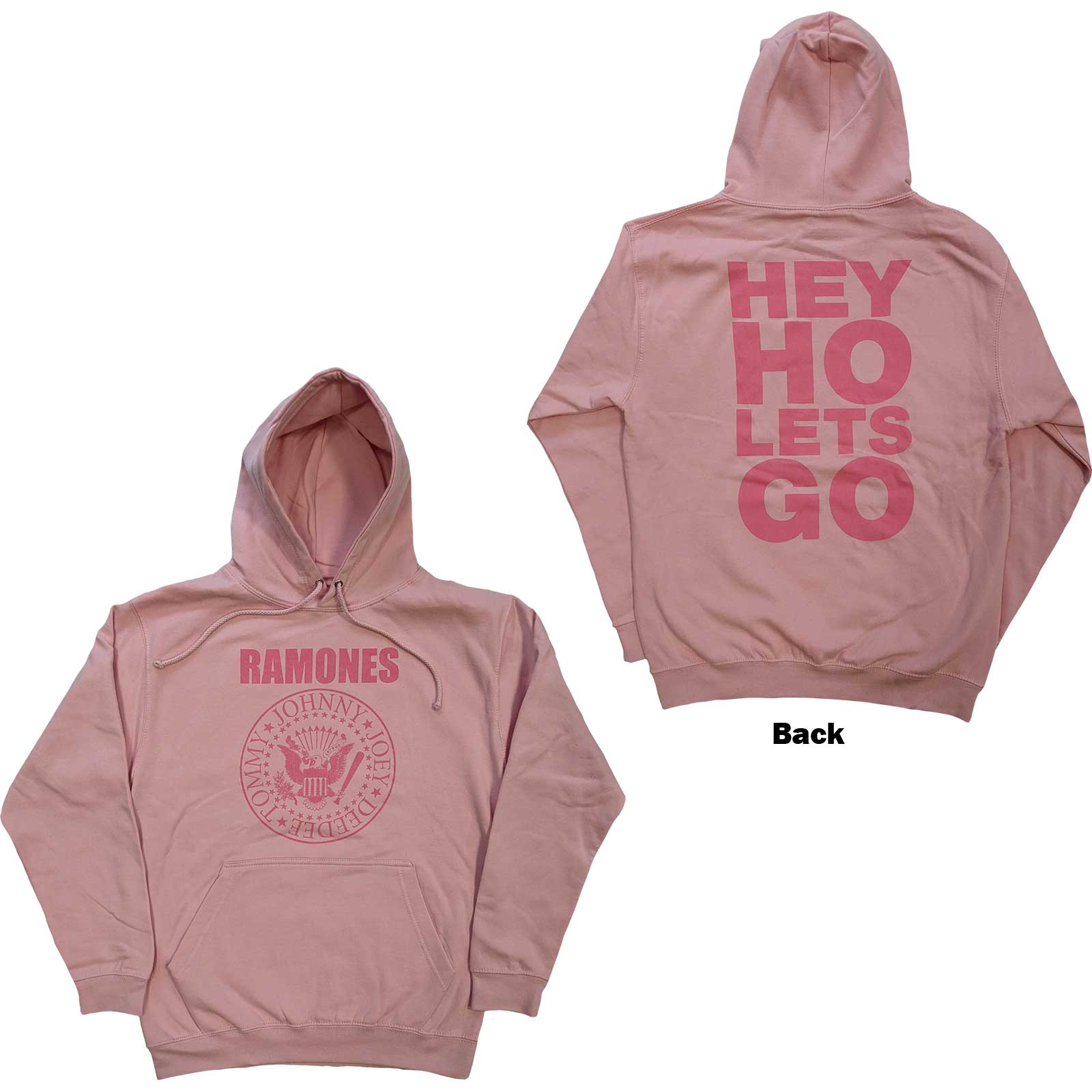 Ramones: Pink Hey Ho Seal Pullover Hoodie (Back Print)
