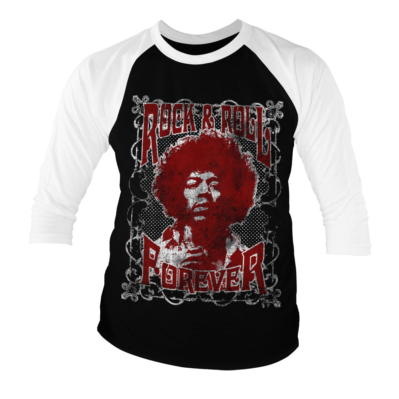 Billede af Jimi Hendrix, Jimi Hendrix: Rock 'n Roll Forever 3/4-ærmet Raglan T-Shirt