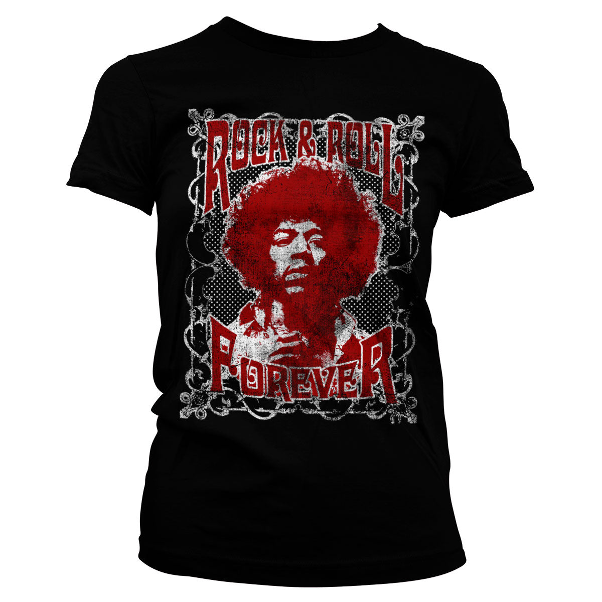 Billede af Jimi Hendrix, Jimi Hendrix: Rock 'n Roll Forever T-Shirt (Kvinder)