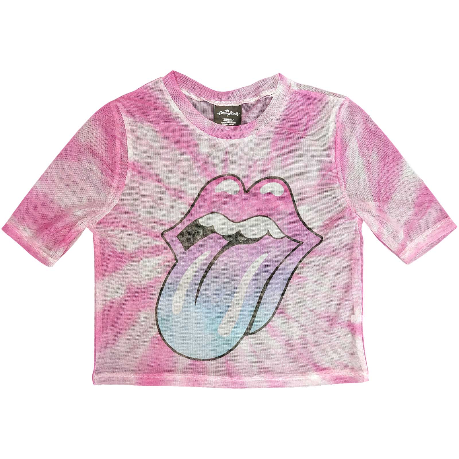 The Rolling Stones: Pink Gradient Tongue Crop Top (Kvinder) (Mesh)