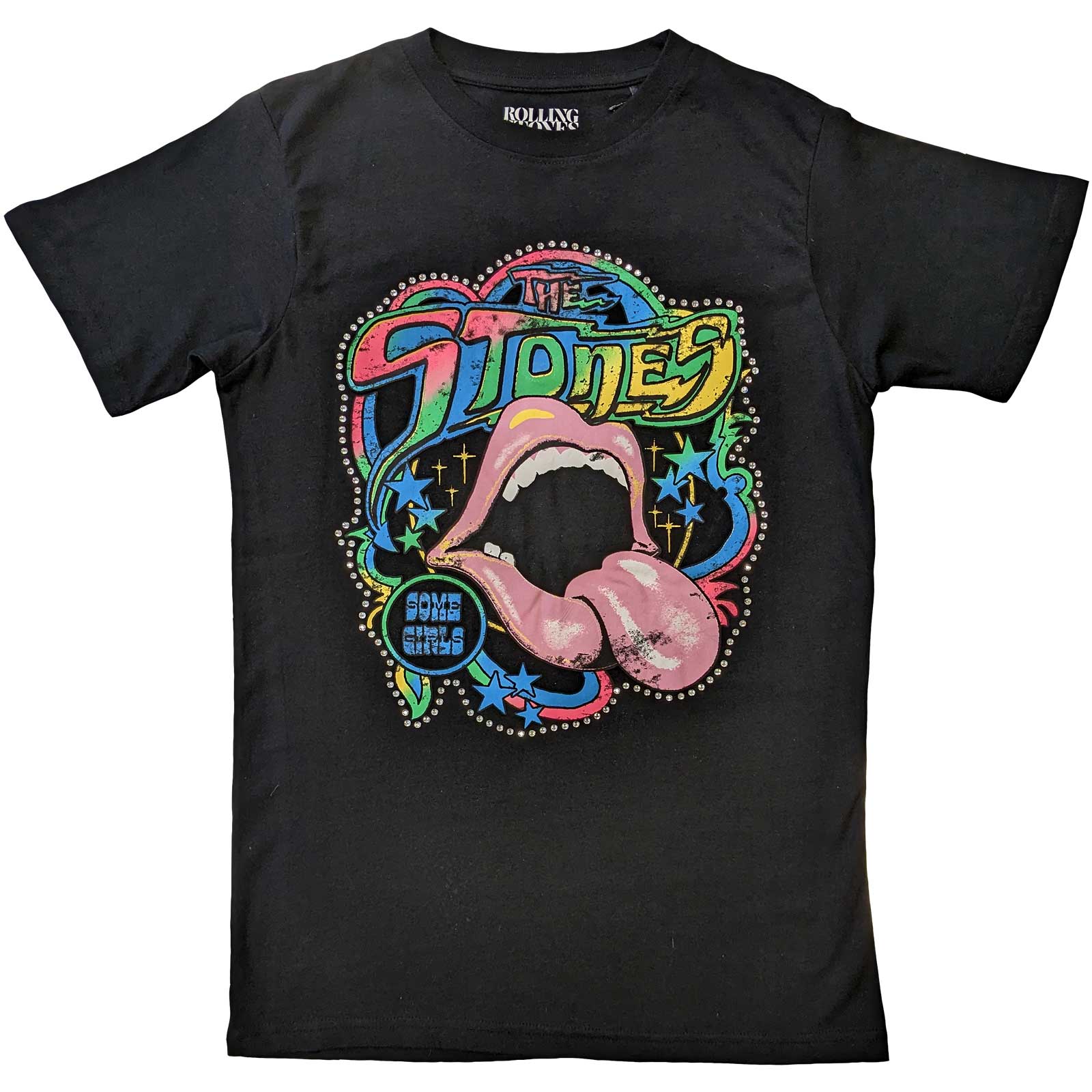 The Rolling Stones: Some Girls Neon Tongue Embellished T-Shirt (Diamante)