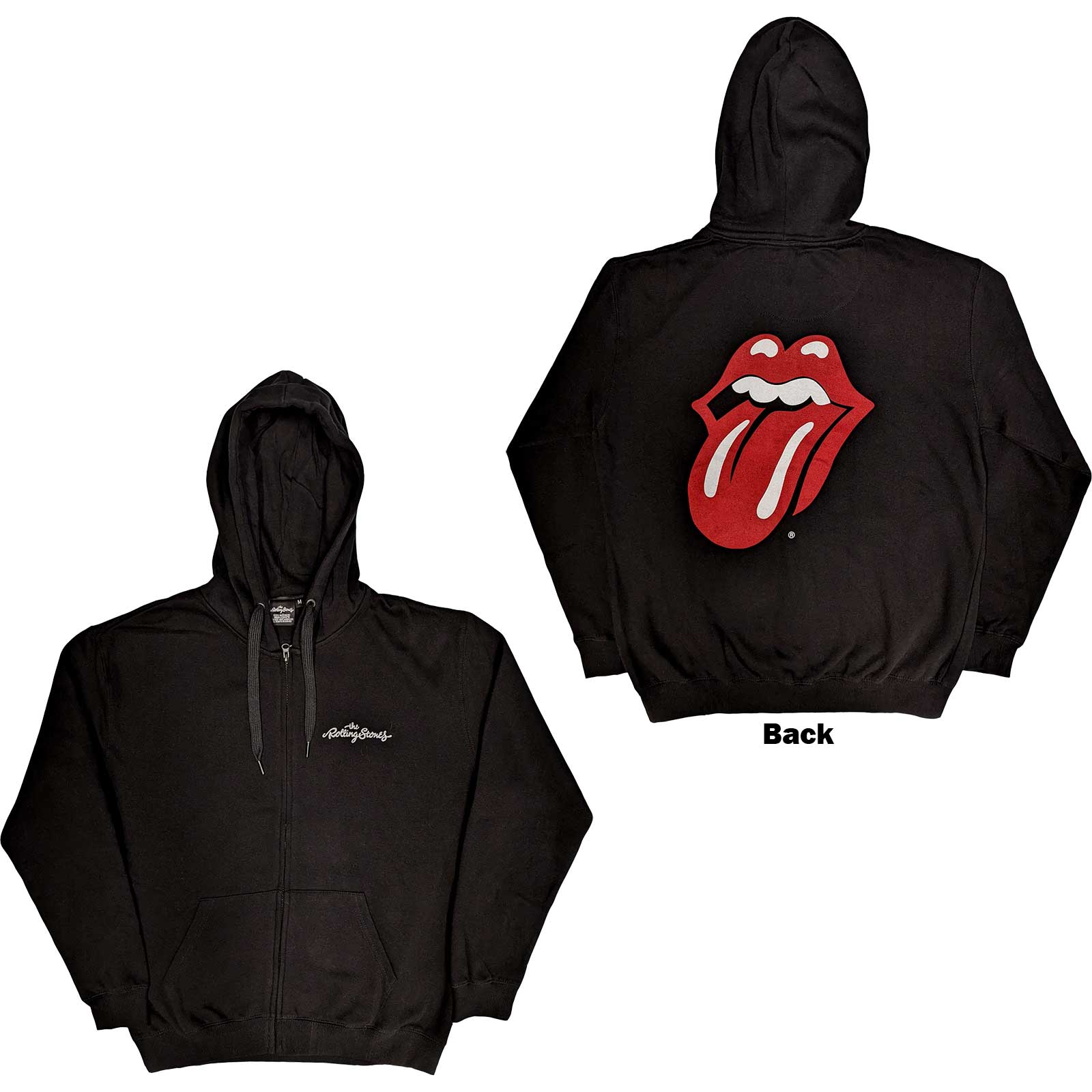 The Rolling Stones: Logo & Tongue Zipped Hoodie (Back Print)