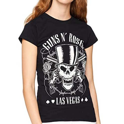 Billede af Guns N' Roses Top Hat, Skull & Pistols Las Vegas T-shirt til kvinder