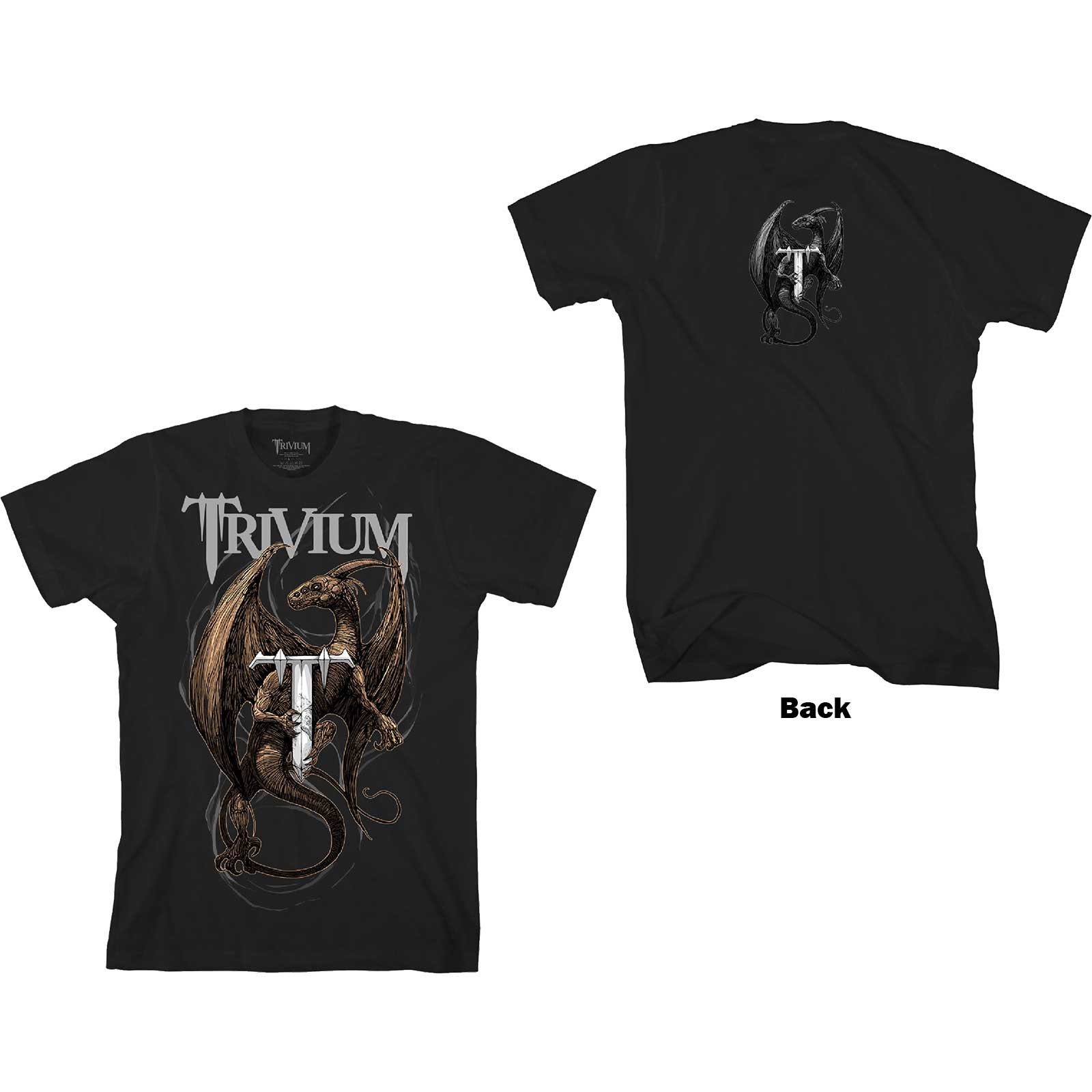 Trivium: Perched Dragon T-Shirt (Back Print)