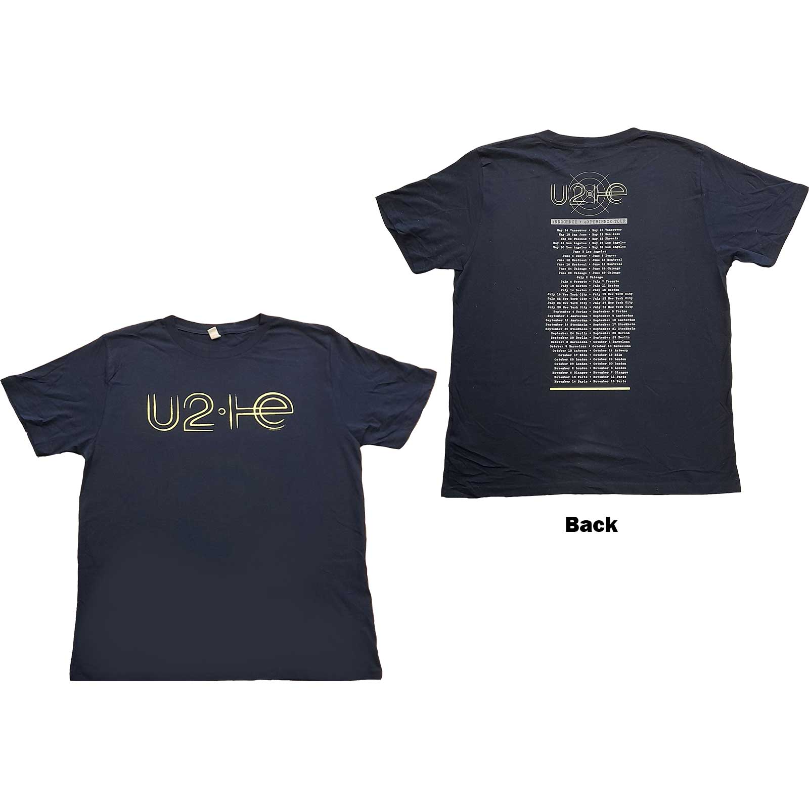 U2: I+E 2015 Tour Dates T-Shirt (Back Print)
