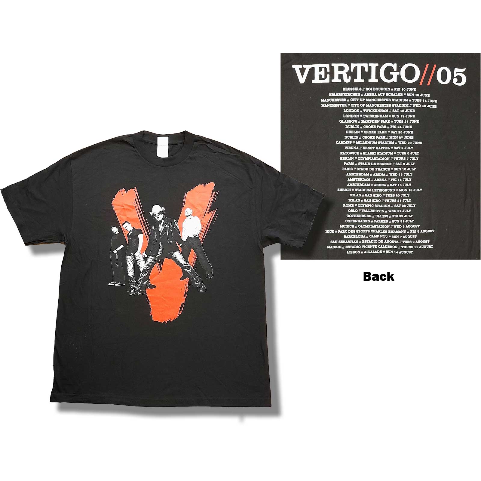 U2: Vertigo Tour 2005 V Photo T-Shirt (Back Print)