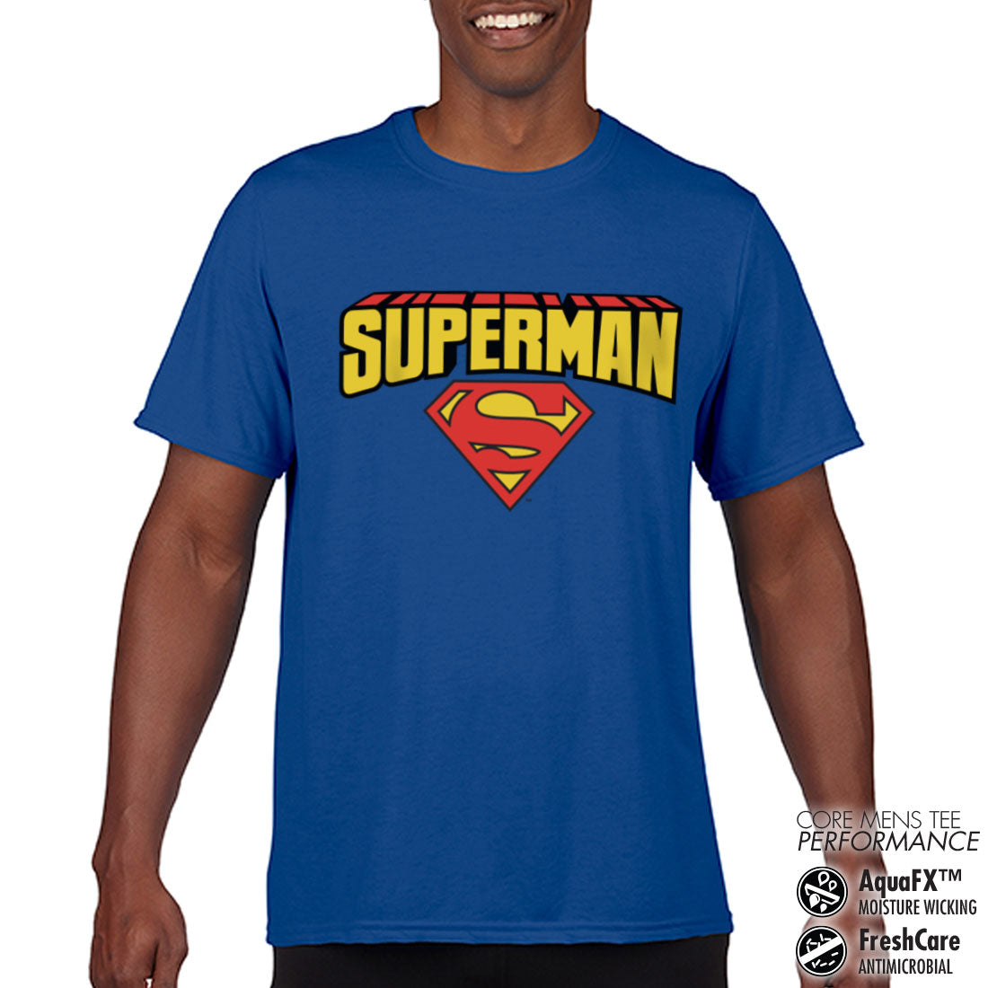 Billede af Superman, Superman: Blockletter Logo Performance Mens T-Shirt