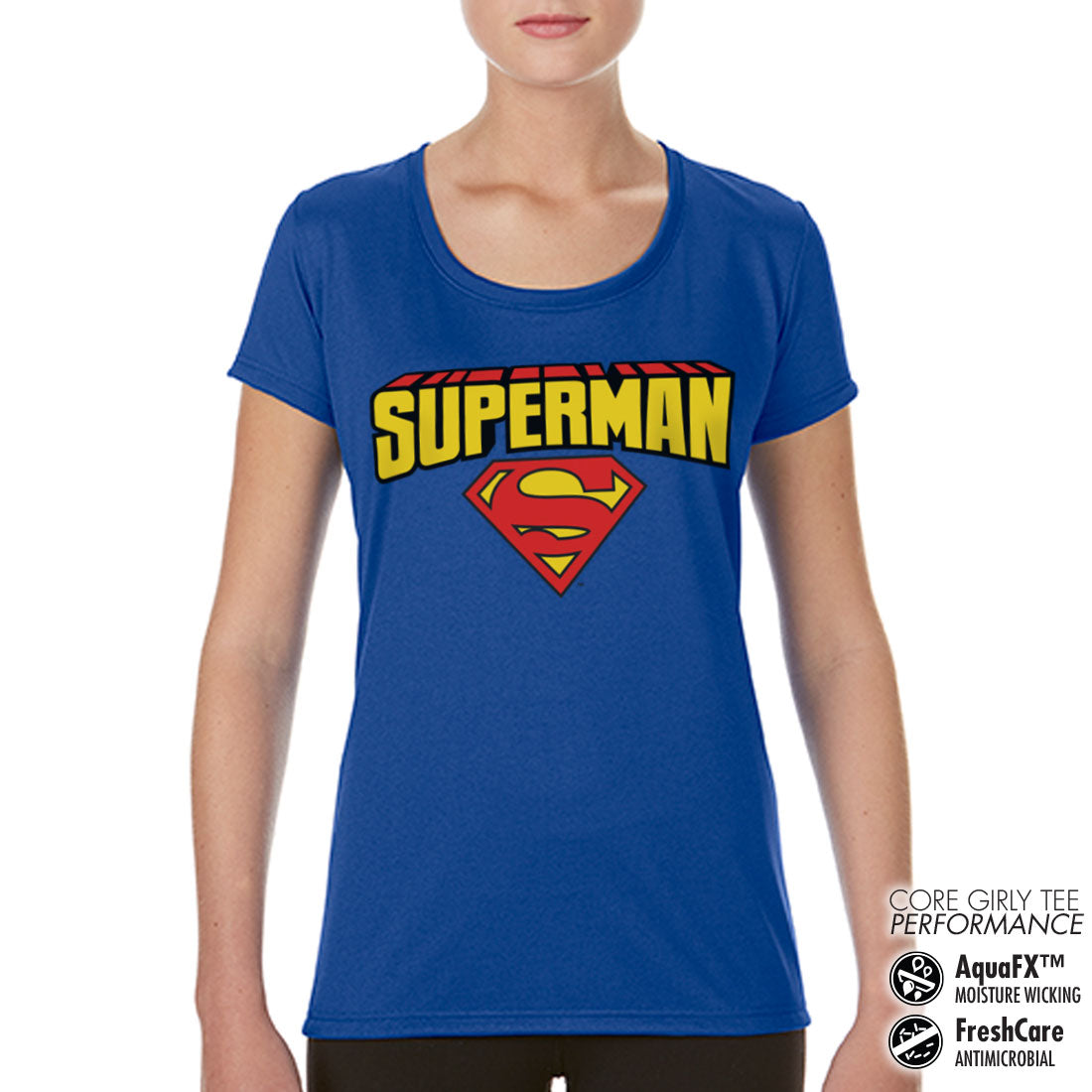 Billede af Superman, Superman: Blockletter Logo Performance T-Shirt (Kvinder)
